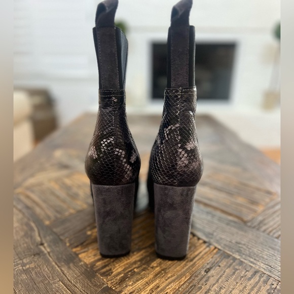 All Saints Gray and Black Heeled Boots with Chunky Heel - Picture 8 of 8